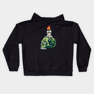 Halloween candle on skull Kids Hoodie